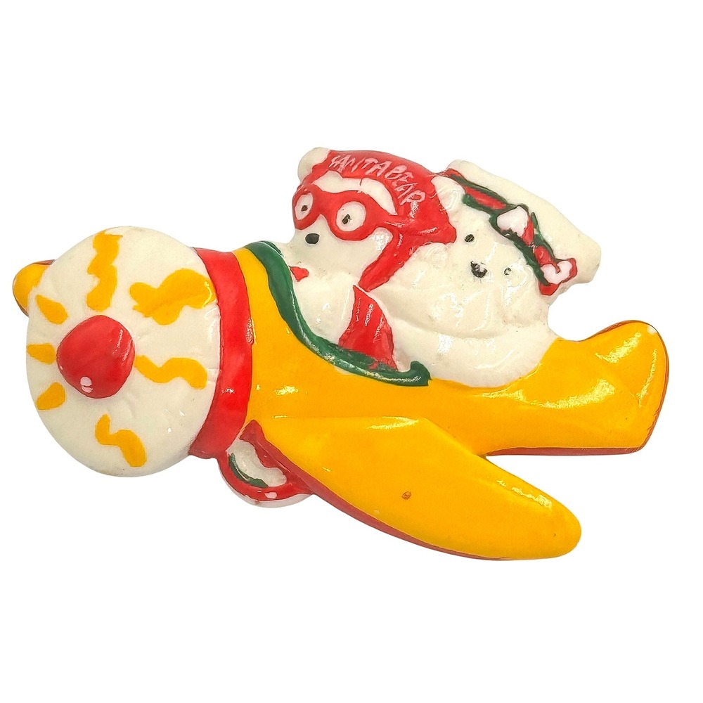Santabear Airplane Pin Dayton Hudson Vintage Christmas Yellow Red